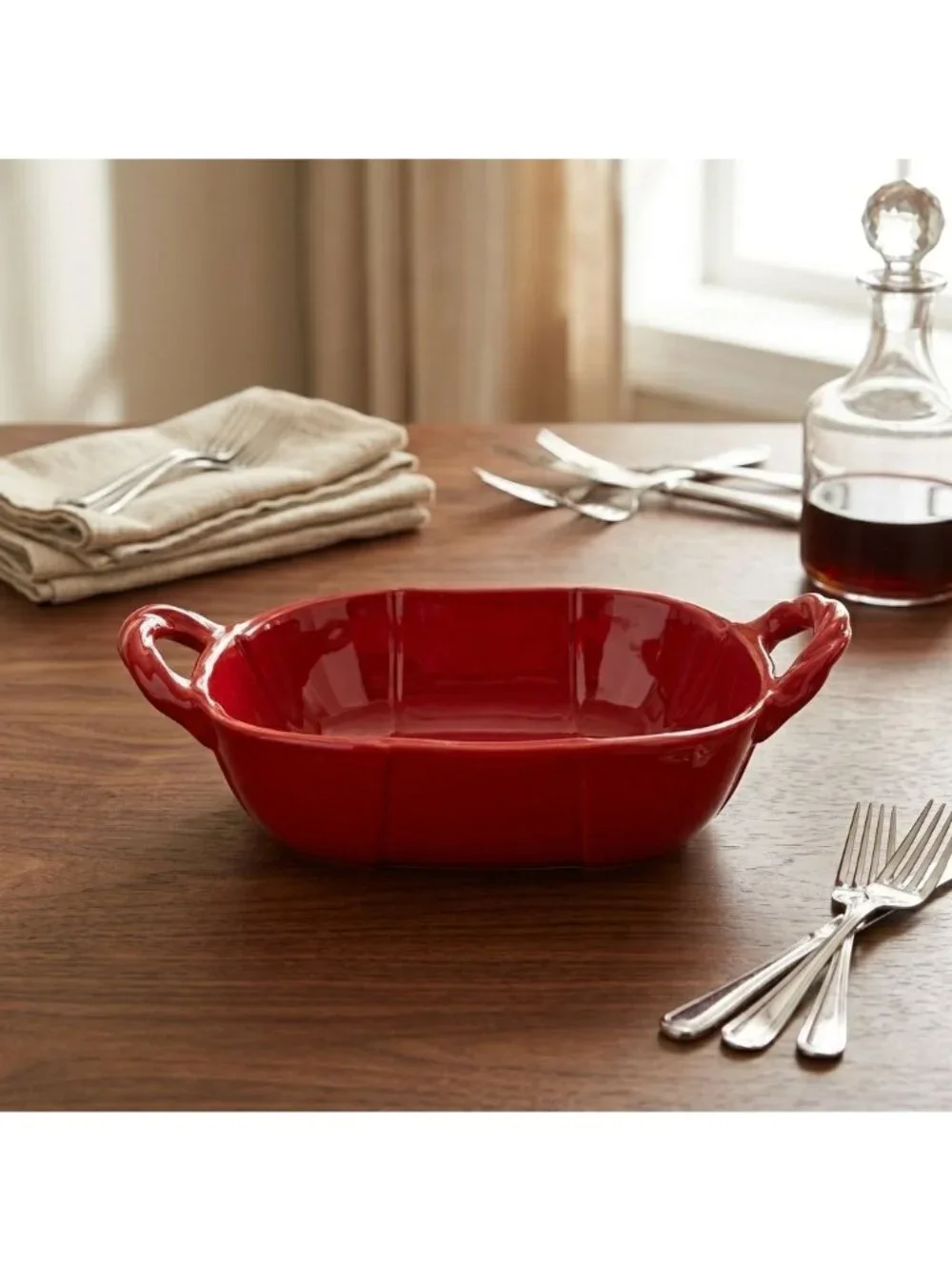 Vintage Lica Ars Italy Red Ceramic Casserole Dish 11